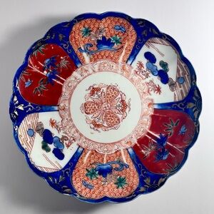 Antique MEIJI ERA (1868-1912) Scalloped-Edged IMARI WARE PLATE / 8.5in. / RARE
